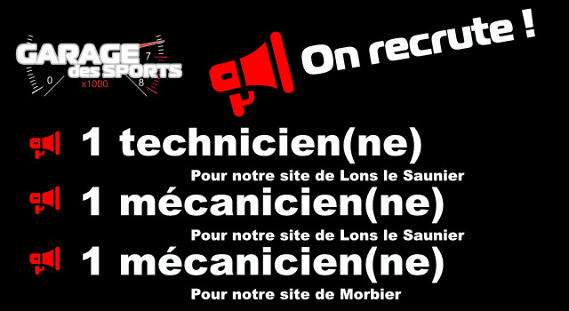 Garage des Sports recrute 1 technicien et 2 mecaniciens